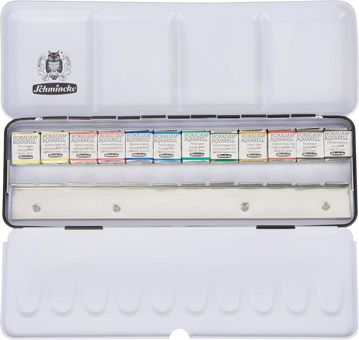 Schmincke Horadam Aquarell Sulu Boya Set Metal Kutu 12 x Yarım Tablet 74412