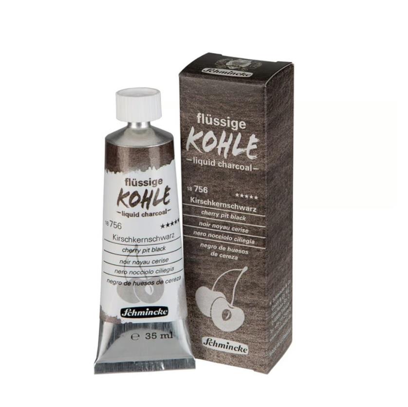 Schmincke Kohle Liquid Charcoal Sıvı Kömür 35 ml Cherry Pit Black