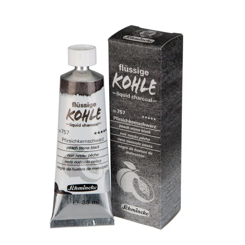 Schmincke Kohle Liquid Charcoal Sıvı Kömür 35 ml Peach Stone Black