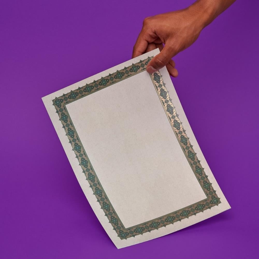 Tezhipli İçi Boş Mat Kuşe Meşk Kağıdı No.5 Yeşil