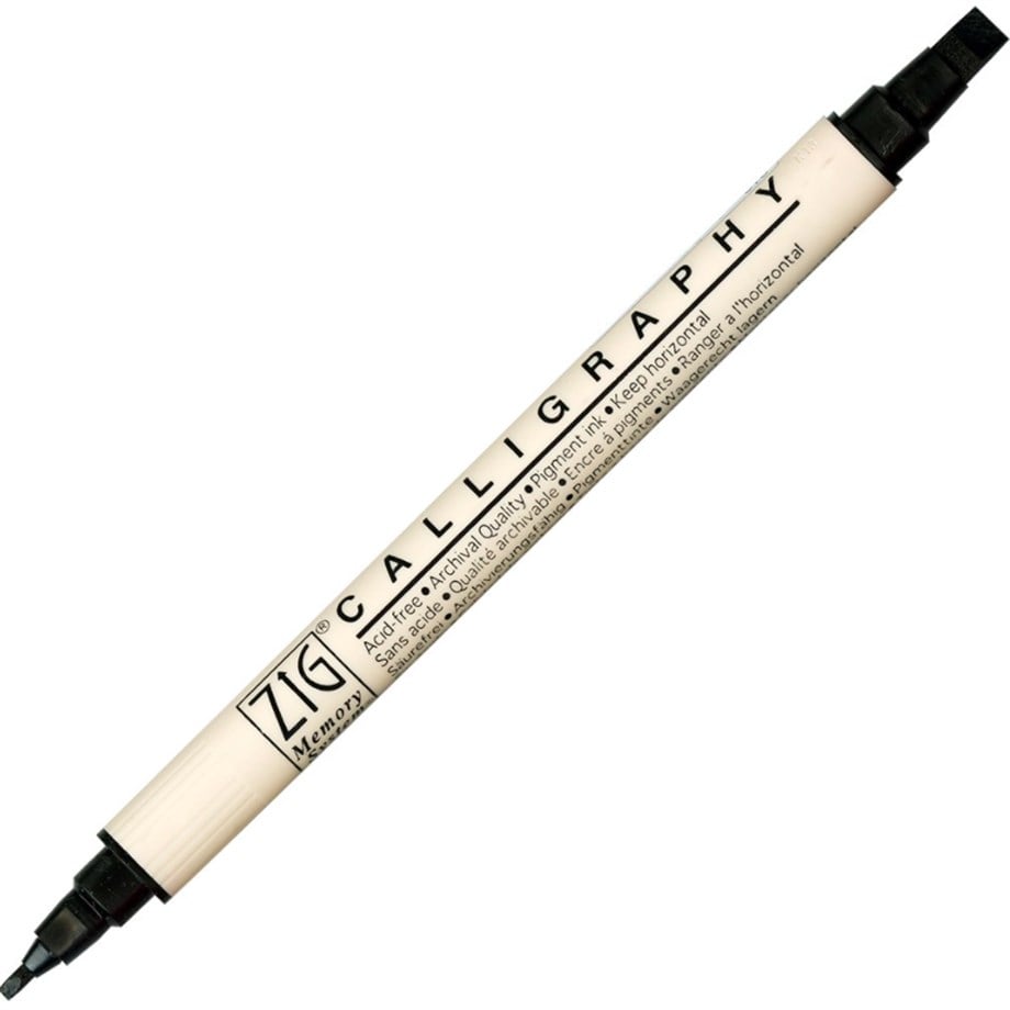 Zig Kaligrafi Kalemi MS 3400 Çift Uçlu 2 mm-5 mm 010 Pure Black