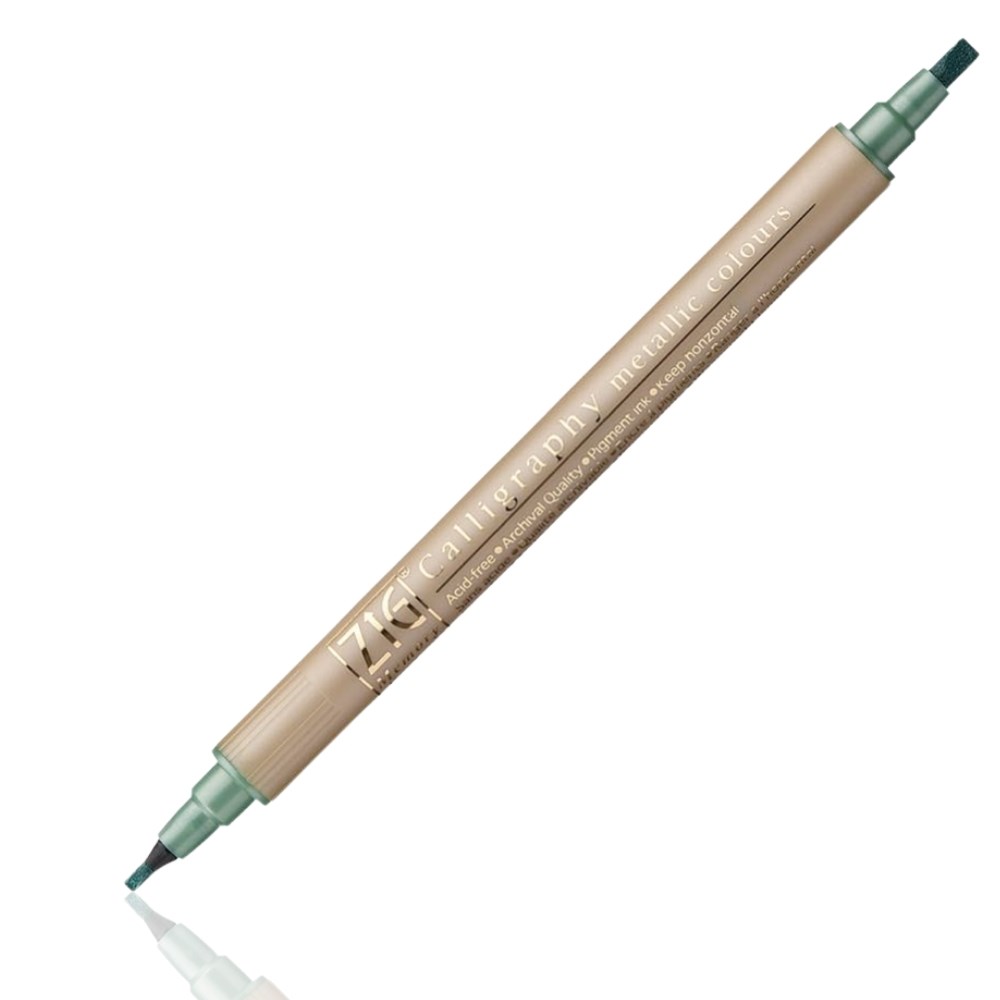 Zig Metalik Kaligrafi Kalemi MS 8400 Çift Uçlu 2 mm-3.5 mm 121 Green