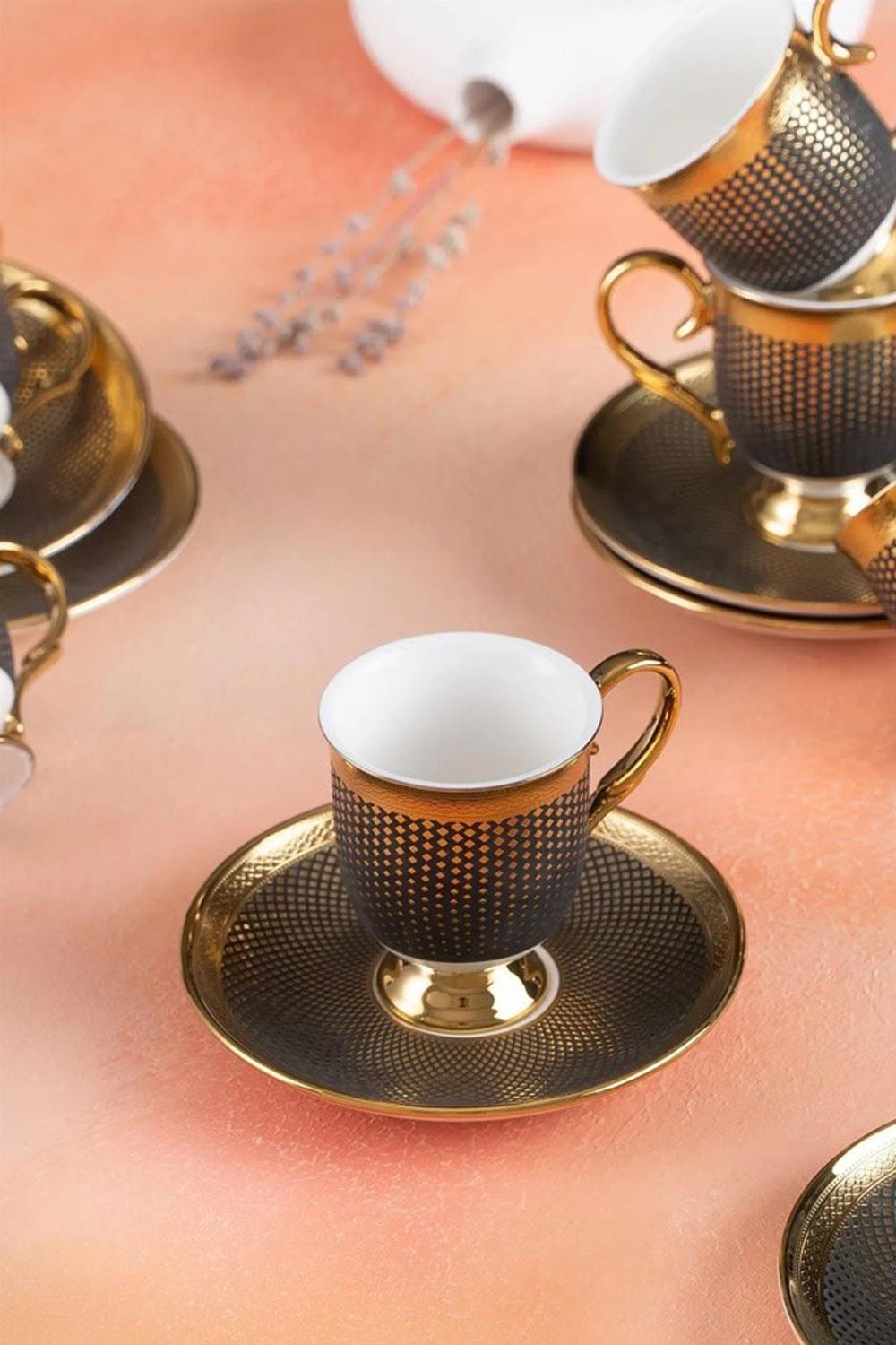 Acar Nova Gold 6 Kişilik Kahve Fincanı Takımı - 90 ml