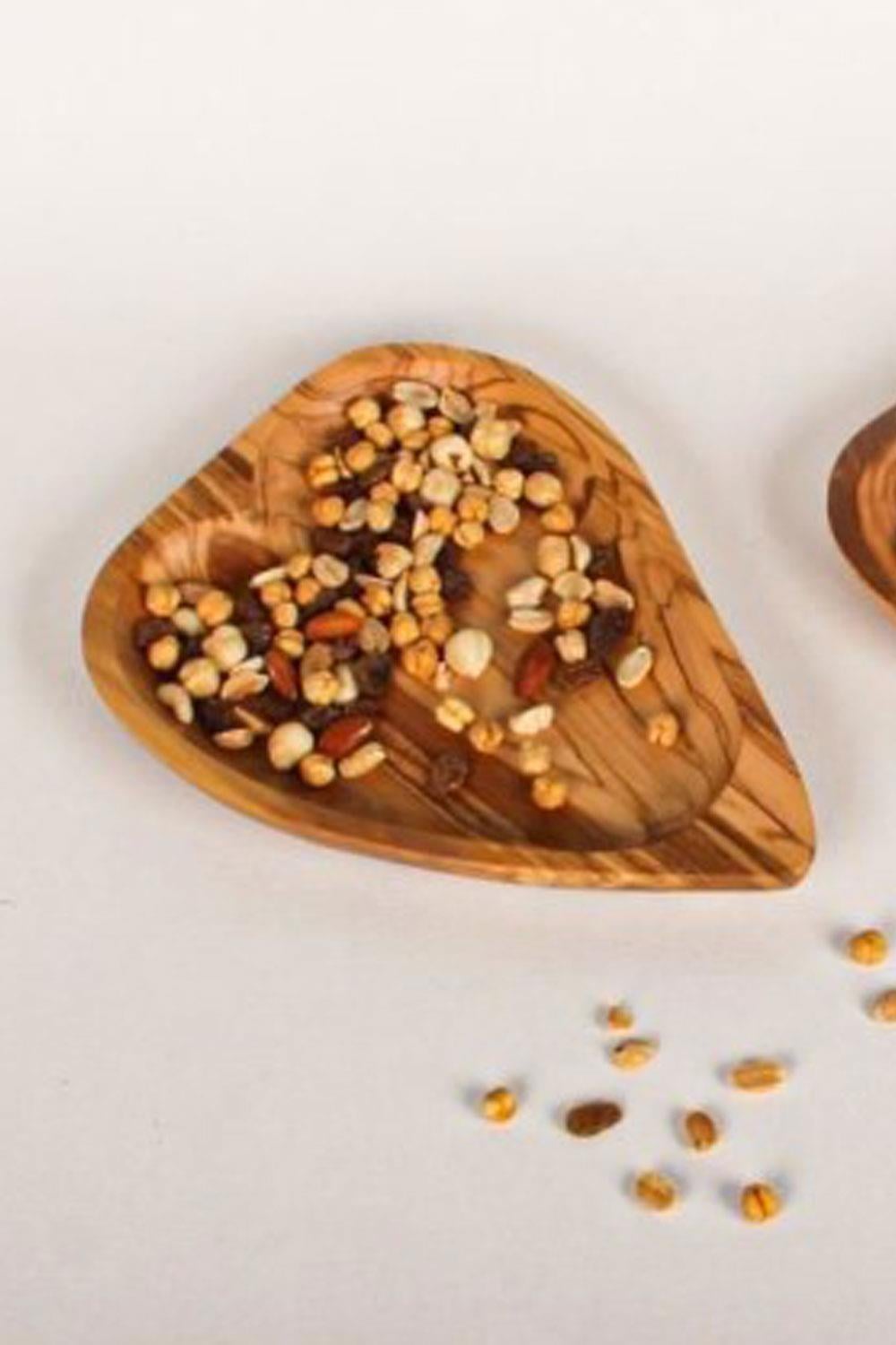 Globy Zeytin Ağacı Kalp Servis Sunum Tabağı 20x14 cm