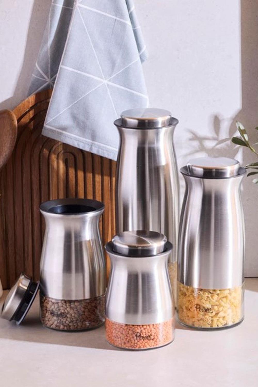 Perotti Inox 4 Boy Saklama Kabı ve Kavanoz Seti