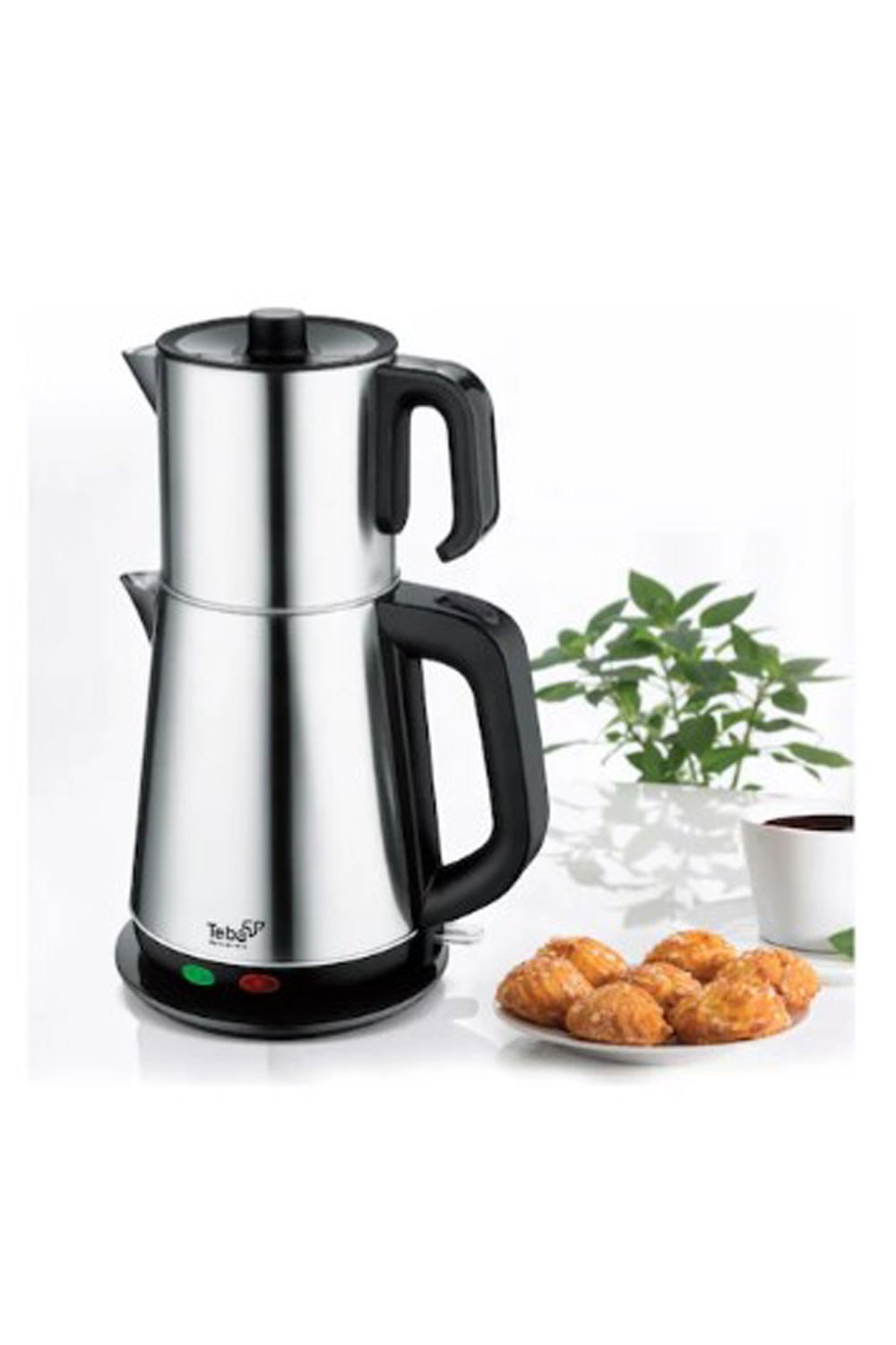 Teba THC-800 CM Elektrikli Çelik Çay Makinesi 1.8 lt Su / 0.8 lt Demlik