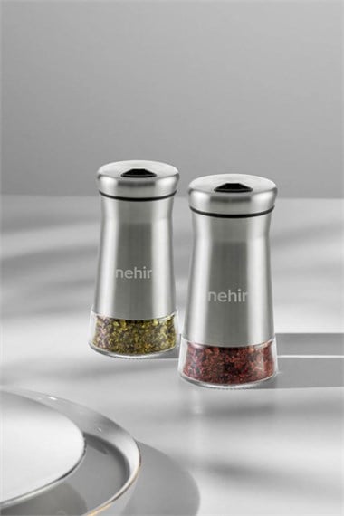 Nehir İdil 2'li Cam Silindir Tuzluk  ve Biberlik Takımı 120 mlx2