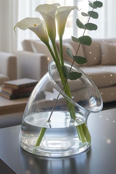 Paşabahçe Denizli Cam El İmalatı Kristal Eğik Vazo 1003121 23011