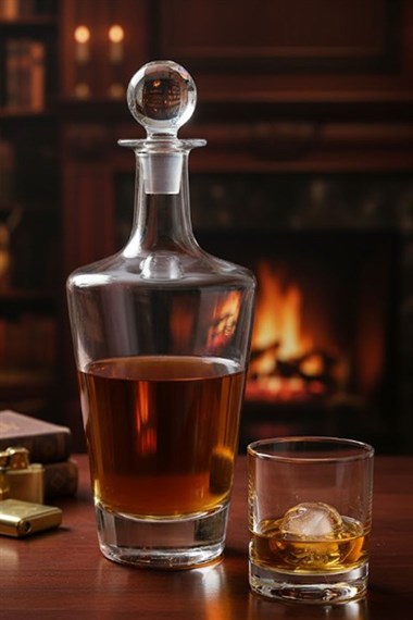 Paşabahçe Kristal El İmalatı Kapaklı Viski Şişesi  90626 1000 Cc