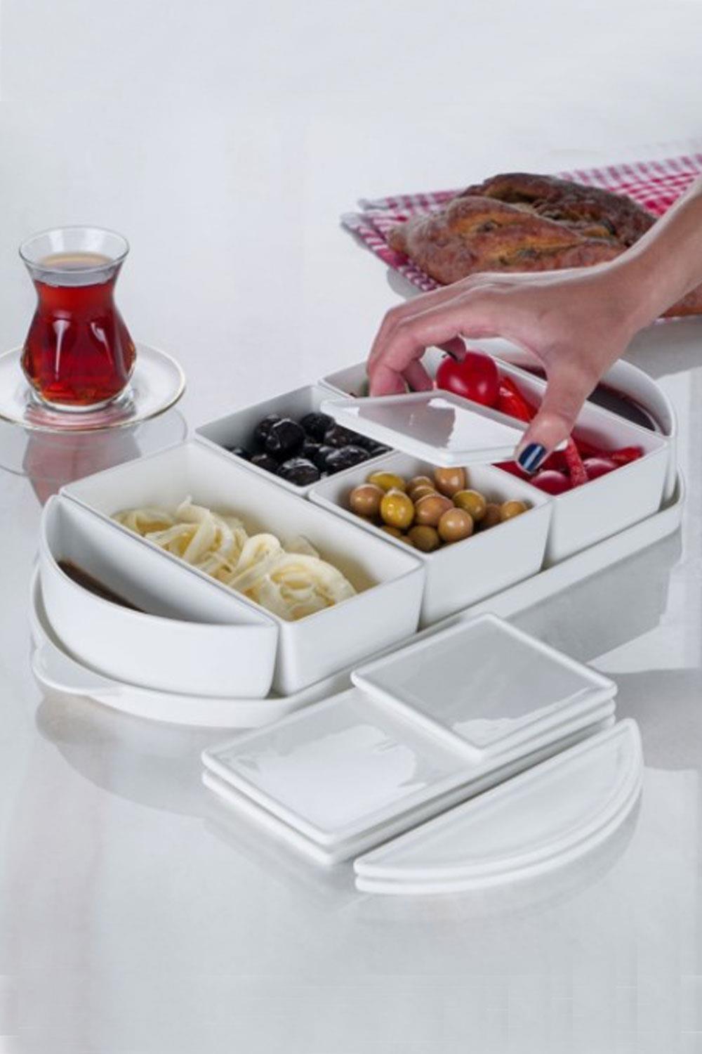 銀河亭 Çelikay I Acar Bianco Perla 6 lı Porselen Oval Kahvaltılık