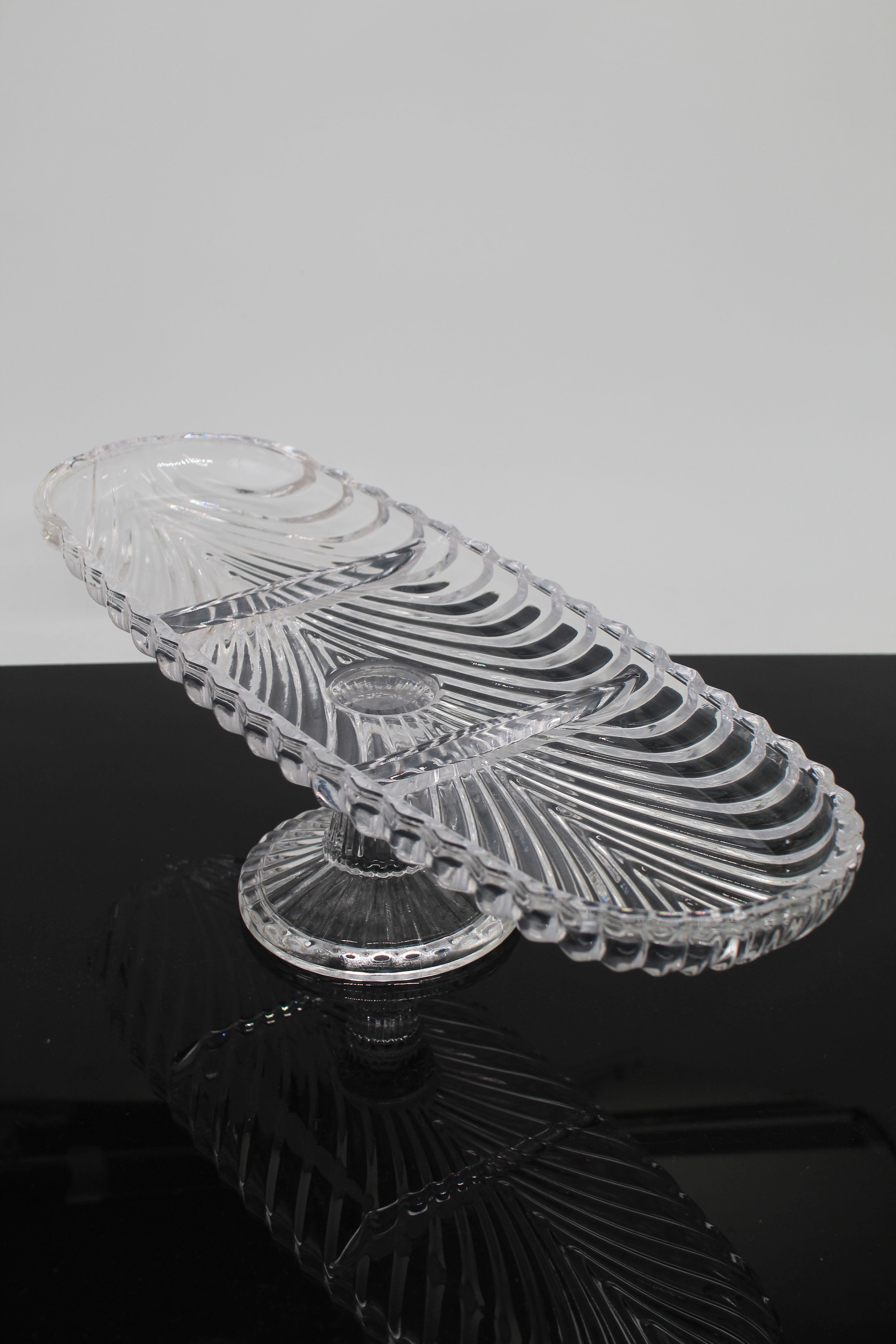Alegra Glas Üç Bölmeli Ayaklı Servis Tabağı, Sunumluk 39*14 Cm