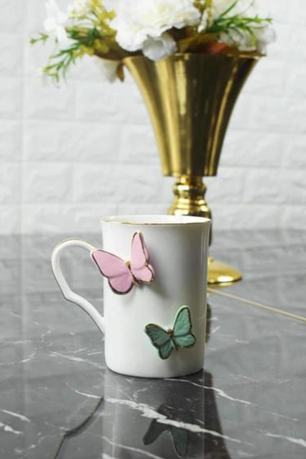 Arow Mariposa Porselen Kelebekli Kupa 250 ML