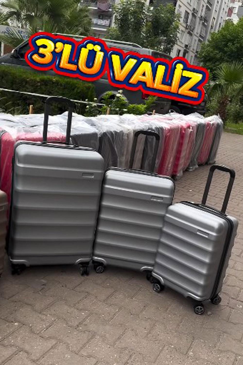 Çelikay Orta Büyük ve Küçük Boy 3'lü Valiz Seti