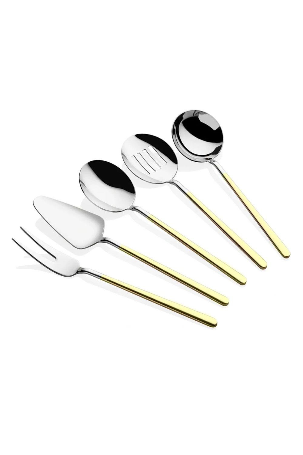 Dame Marie Allegra Gümüş-Gold 5 Parça Sos Kepçe Seti