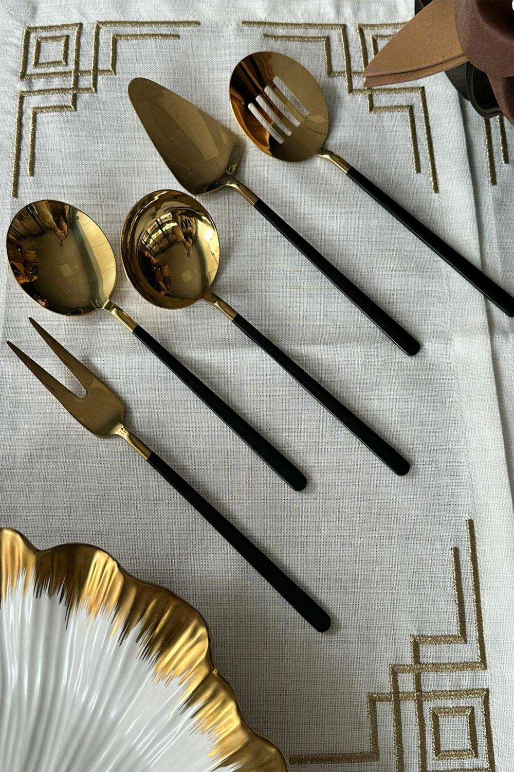 Dame Marie Black-Gold 5 Parça Sos Kepçe Seti