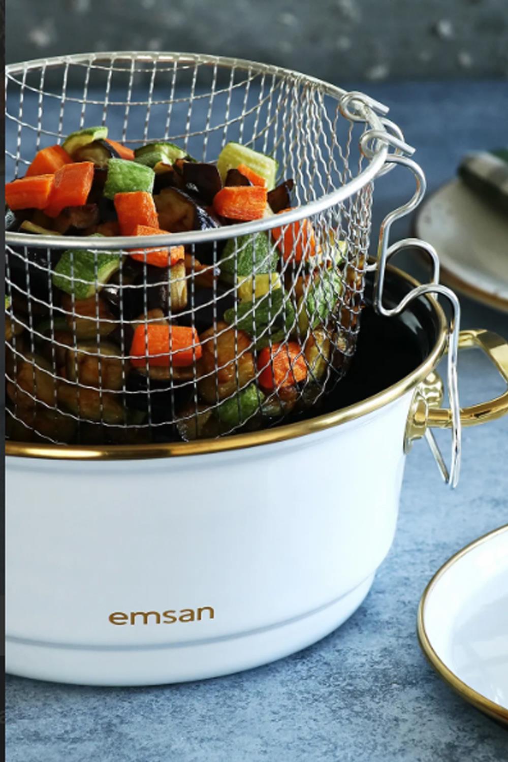 Emsan Troy Emaye Kızartma Tenceresi Beyaz 20 cm