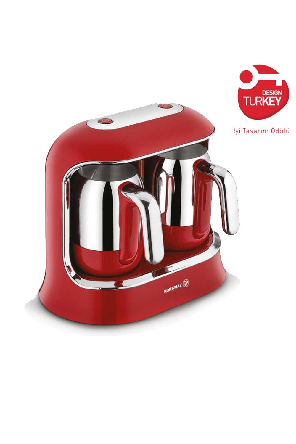 Çelikay I Korkmaz Kahvekolik Twin Kırmızı/Krom Otomatik Kahve Makinesi