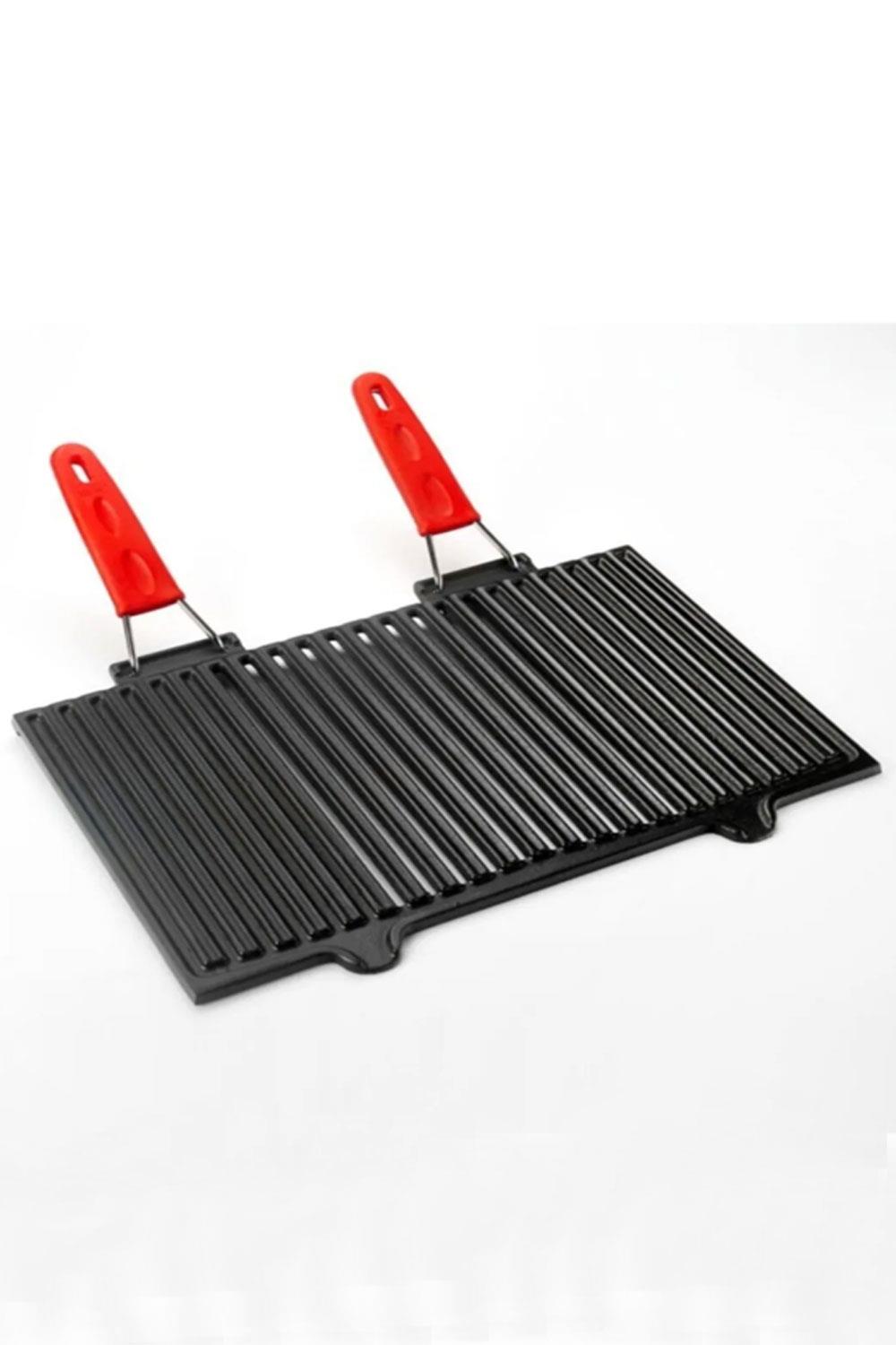 Lava Döküm Grill  Mangal Izgarası Çift Silikon Kulplu 25x40cm