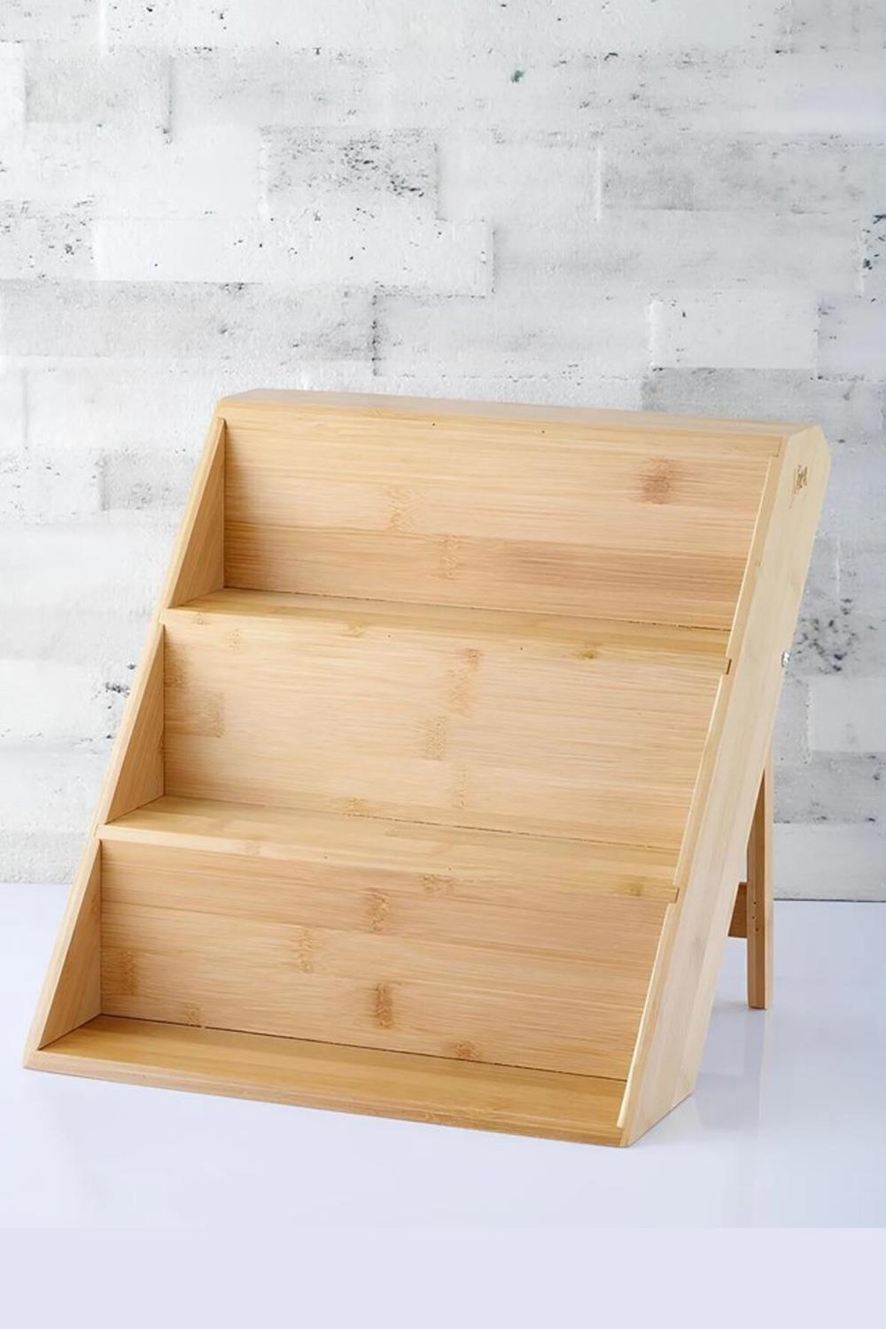 Mien Bambu 3 Katlı Katlanır Ayaklı Baharatlık Standı Çekmece İçi Baharatlık Standı
