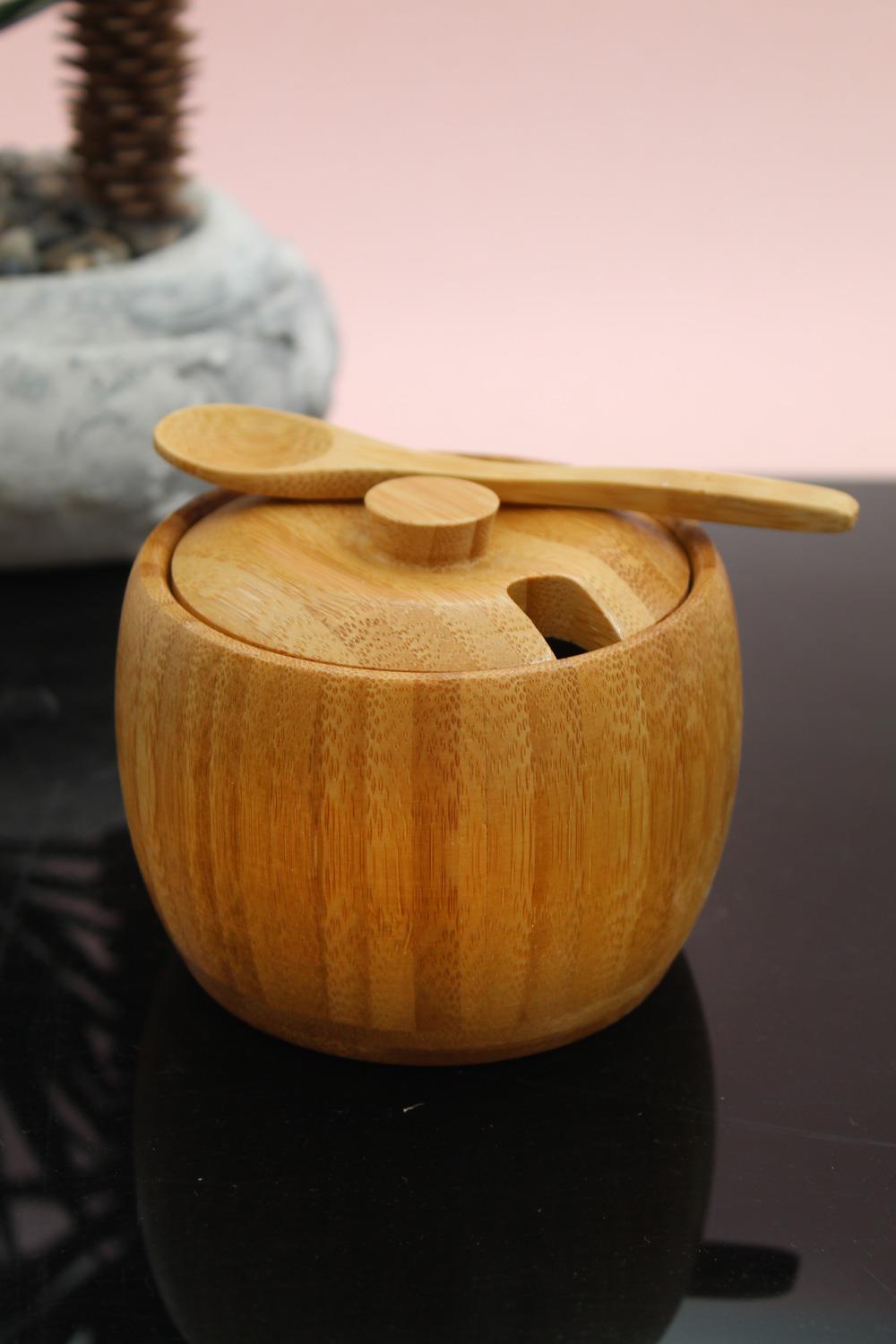 Çelikay I Mien Bambu Kaşıklı Şekerlik 10x7.5 Cm