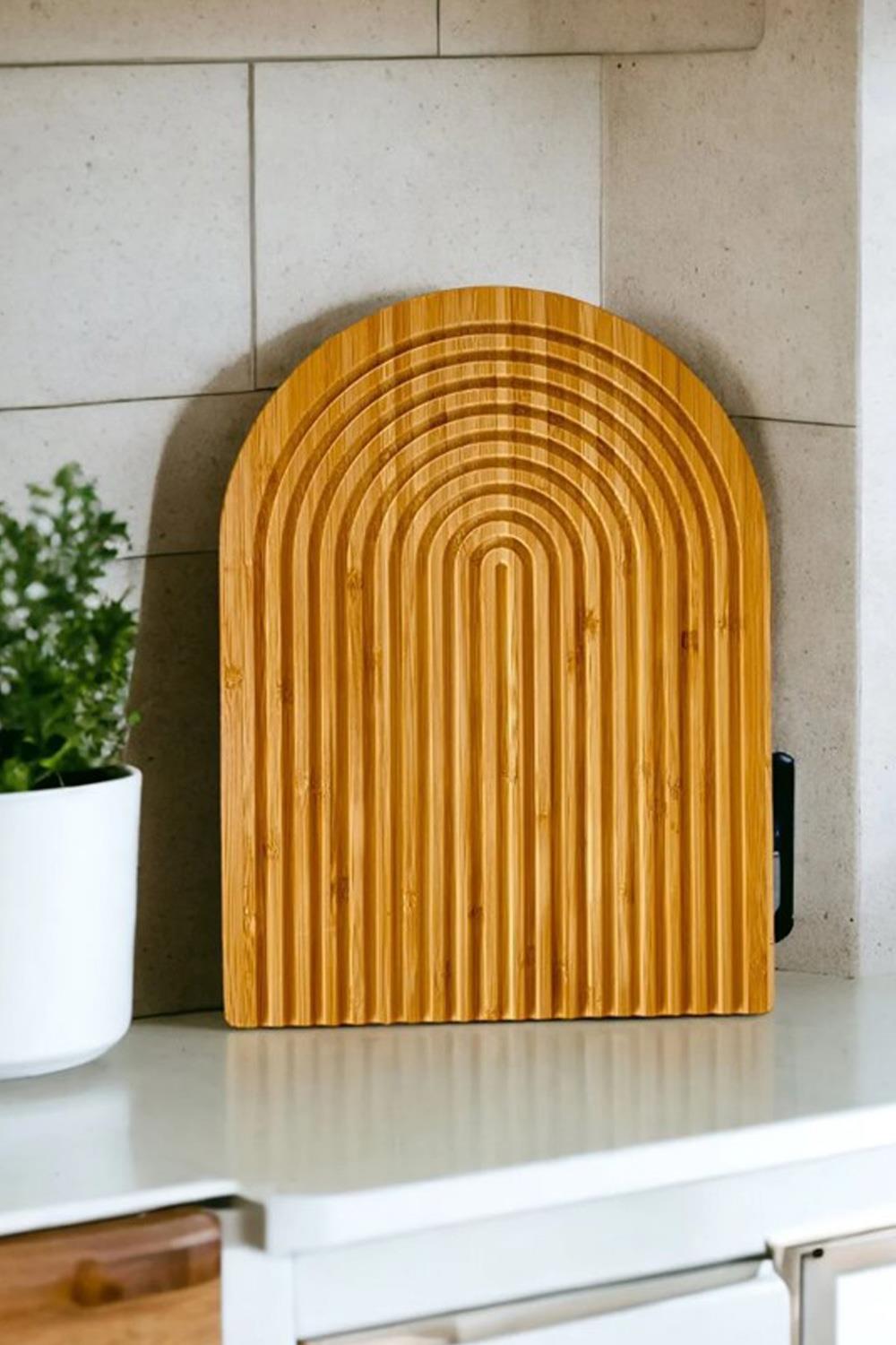 Mien Bambu Oval Çizgili Sunumluk 32x24 Cm