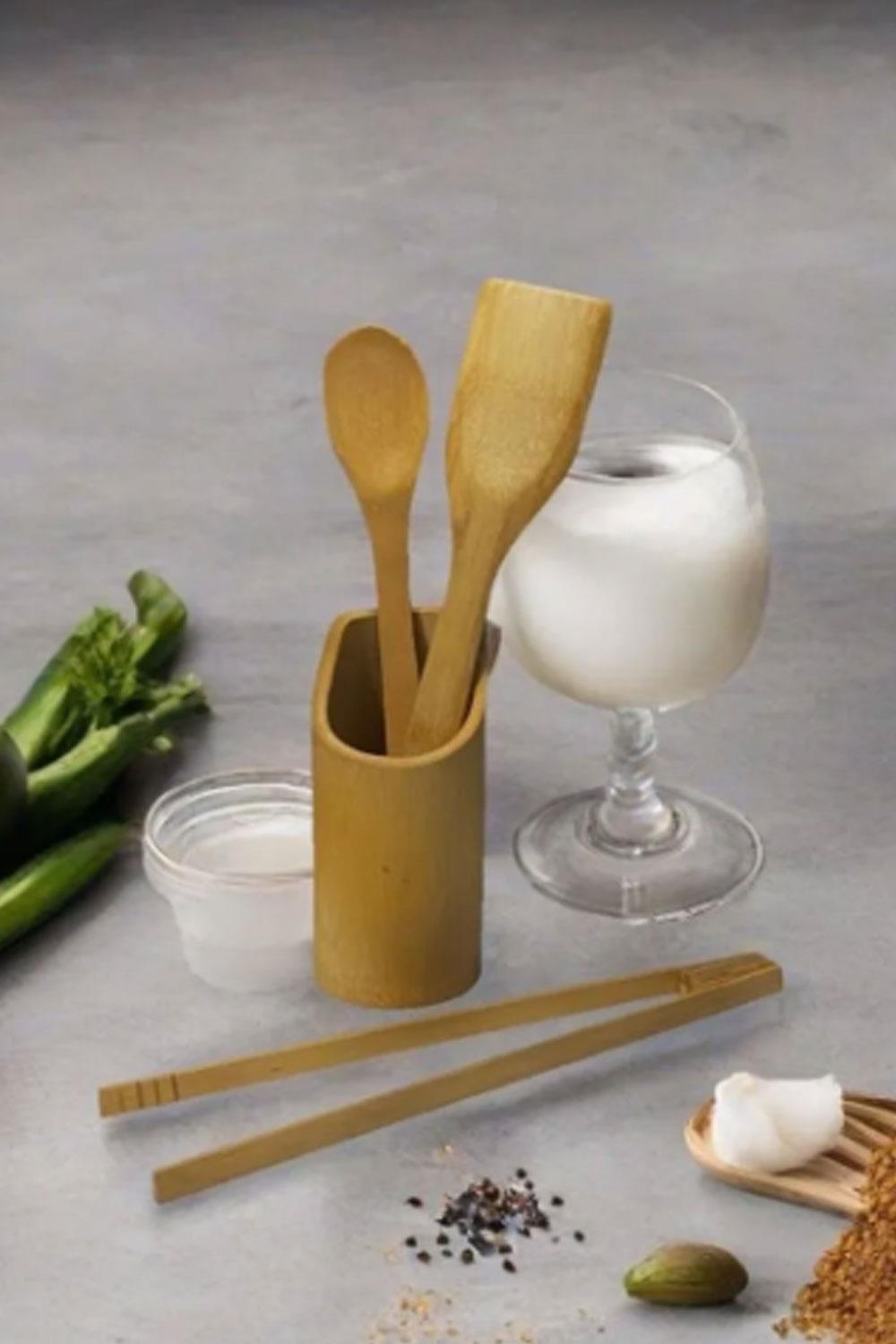 Mien Standlı Bambu Kaşık Seti 5 Parça