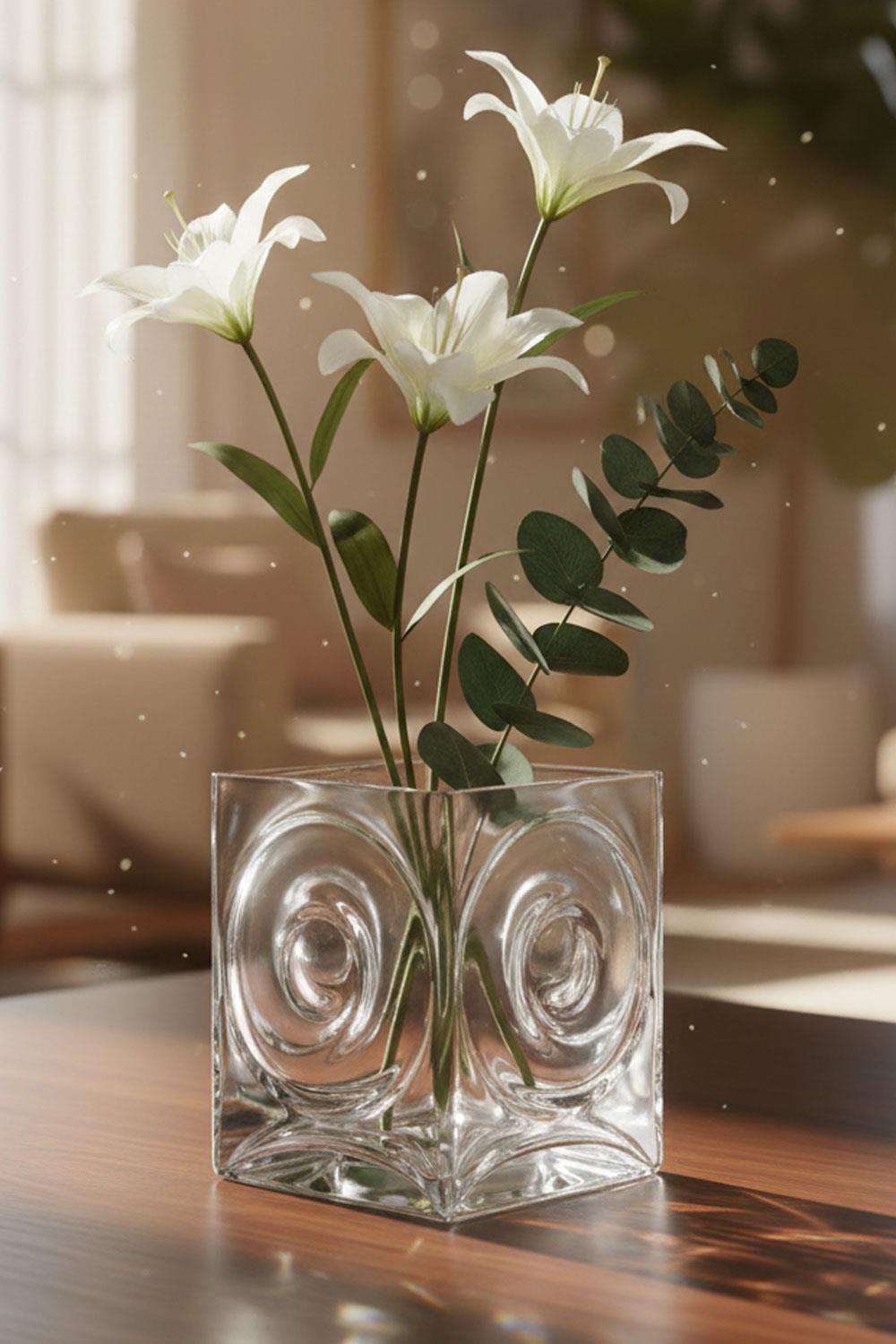 Paşabahçe Denizlicam El imalatı Kristal Kare Dekoratif Vazo 16769