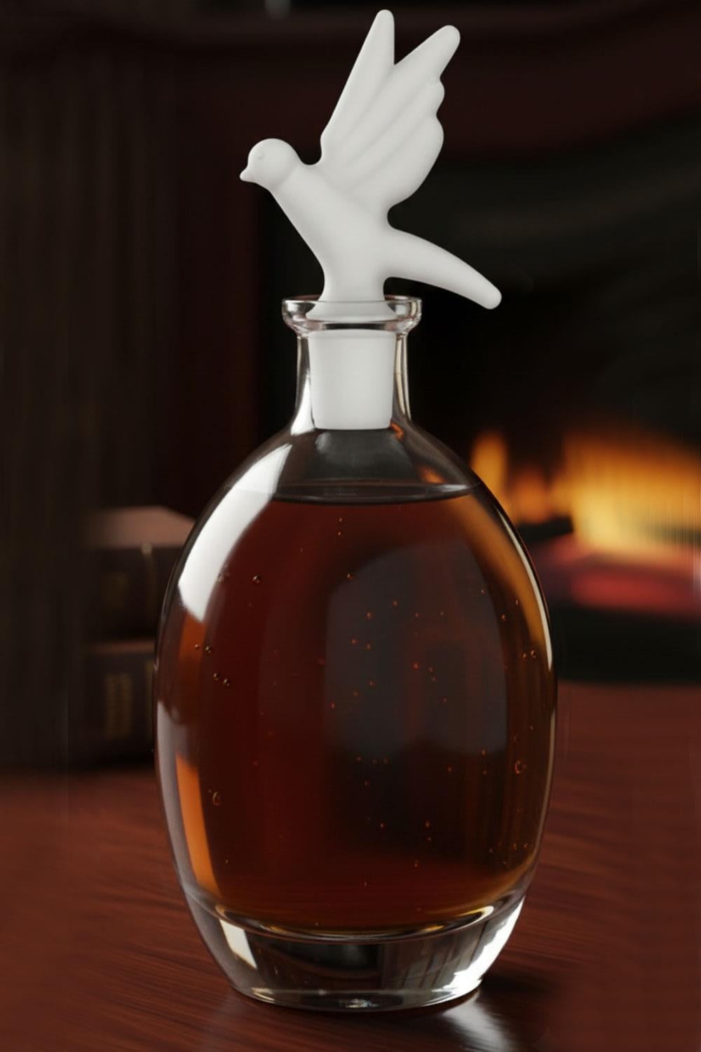 Paşabahçe El İmalatı Kristal Mat Cam Kuş Tıpalı Oval Karaf Şişe 1000 cc 92147