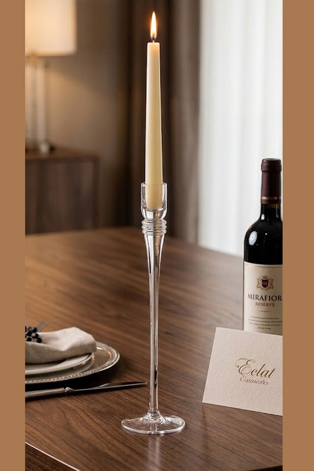 Paşabahçe El İmalatı  Kristal Mumluk Uzun Ayaklı 1 Adet 40 cm 31282