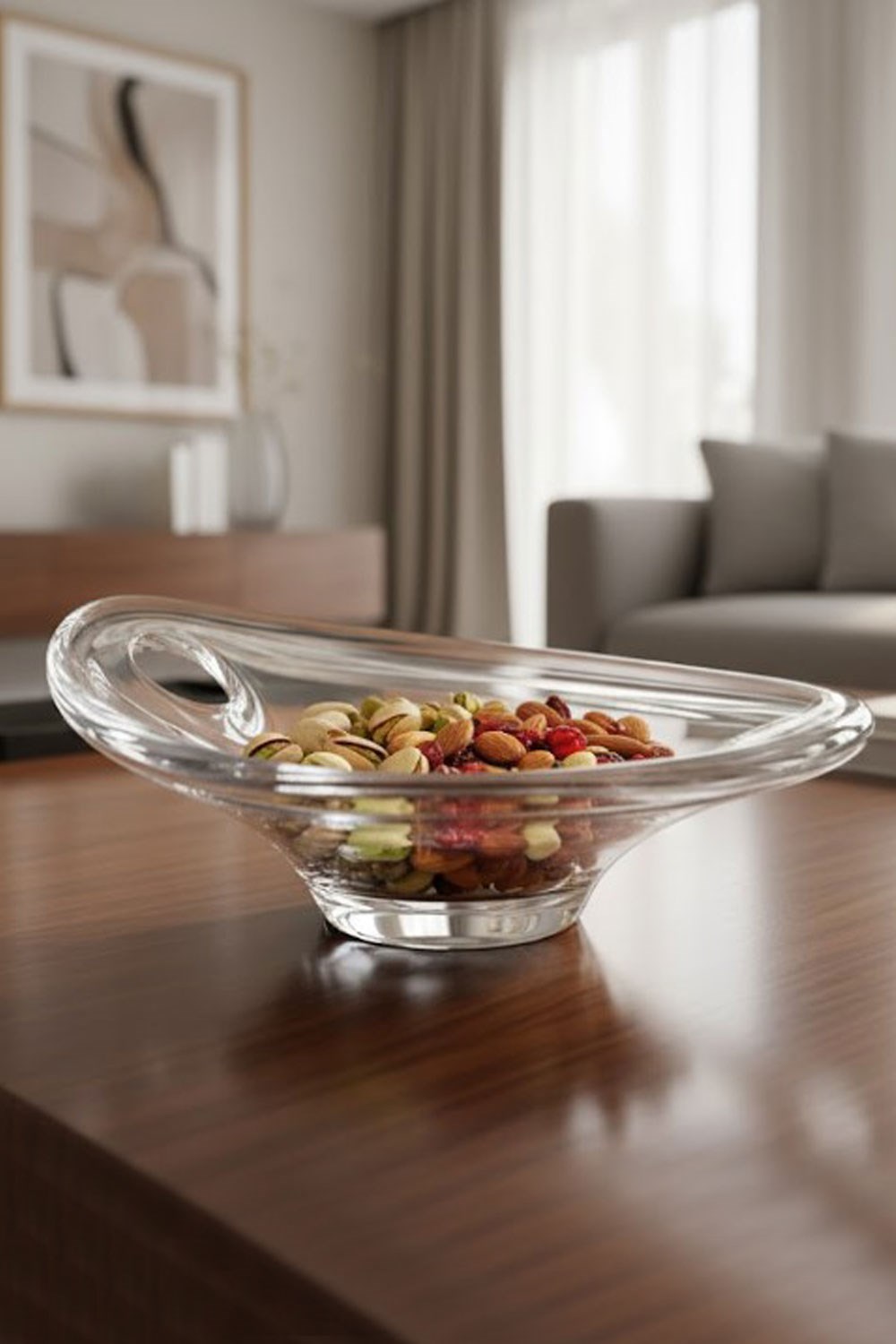 Paşabahçe El İmalatı Kristal Ortası Bombeli Oval Kase 1 Adet 13184
