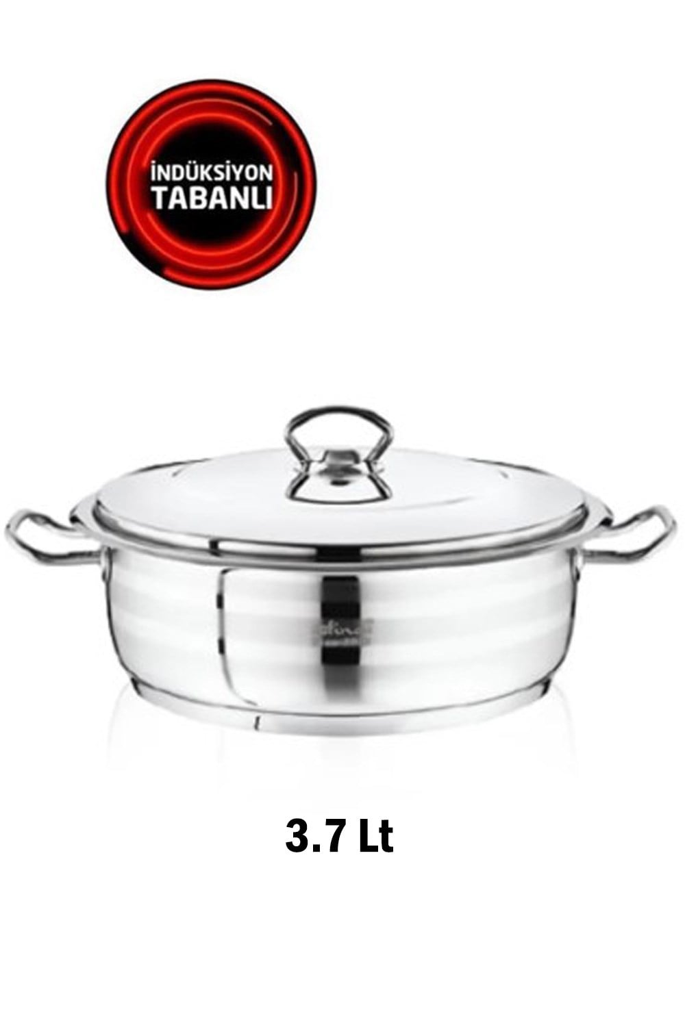Safinox Çelik Flavia Metal Kulplu 24x08 Cm İndiksiyon Basık Tencere 3.7 lt 18/10