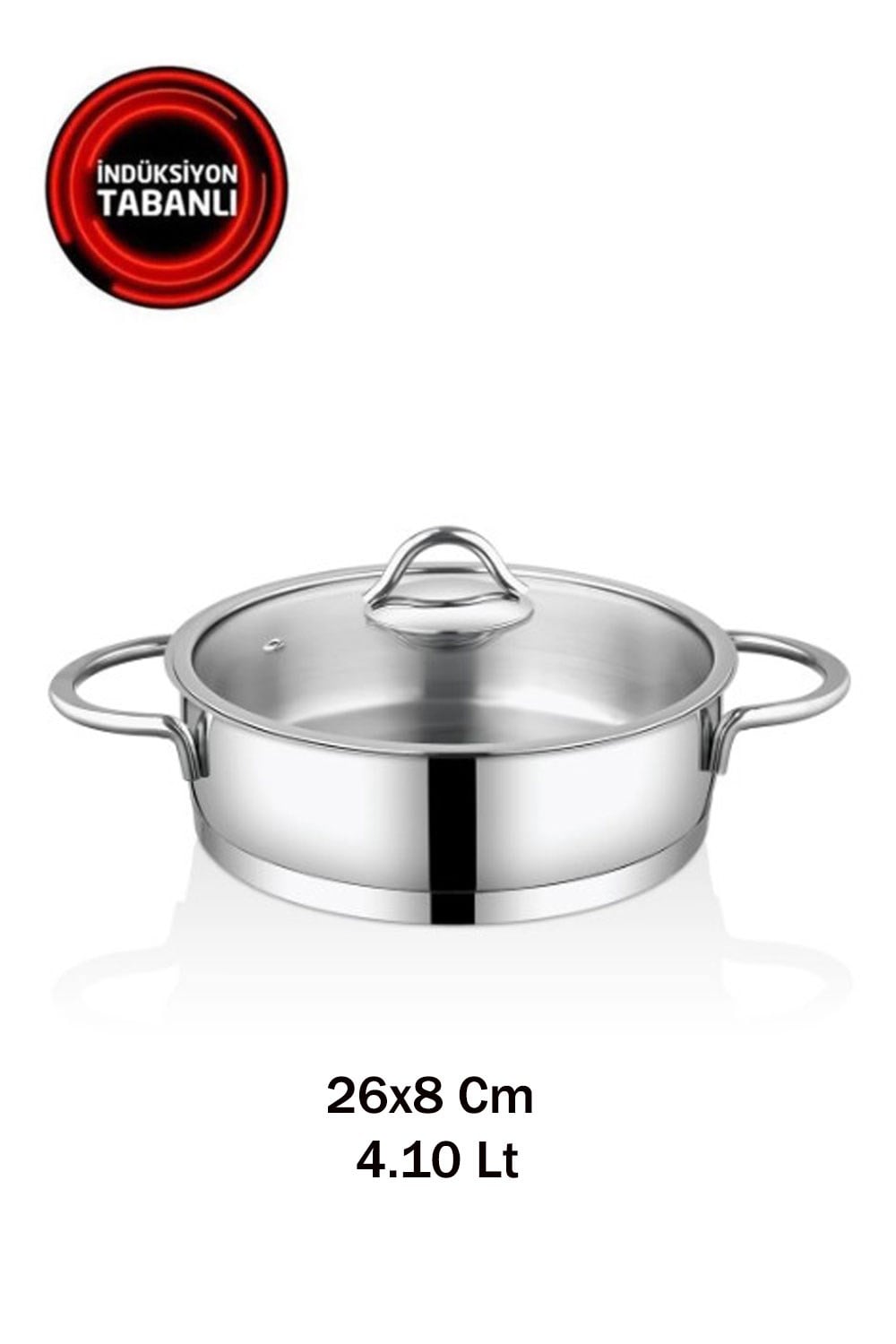 Safinox Vision 4.10 Litre 26x8 Cm İndiksiyon Basık Çelik Tencere