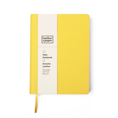Orta Boy Açık Sarı Deri Defter 12 x 17 Çizgisiz