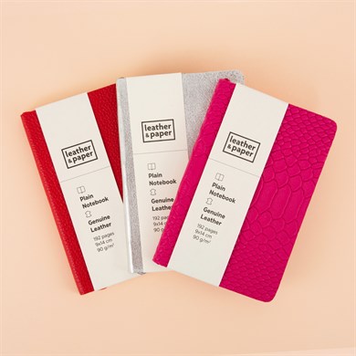 9 x 14 Deri Defter Seti Kırmızı, Lame, Pembe