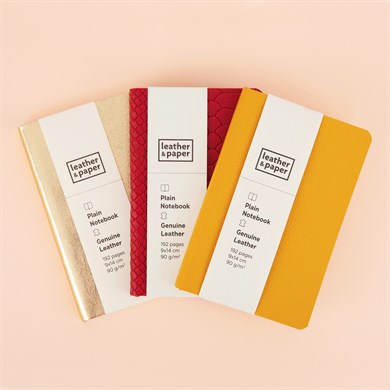 9 x 14 Deri Defter Seti Sarı, Dore, Kırmızı