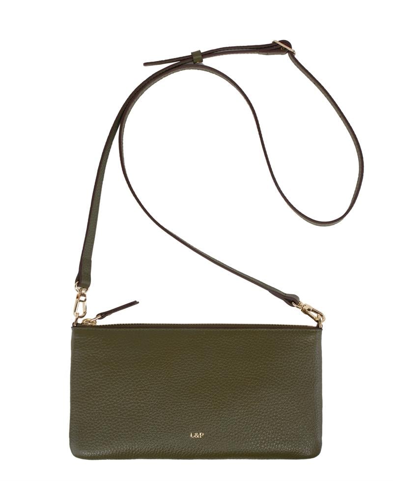 Askılı Deri Dikdörtgen Çanta Haki Yeşil