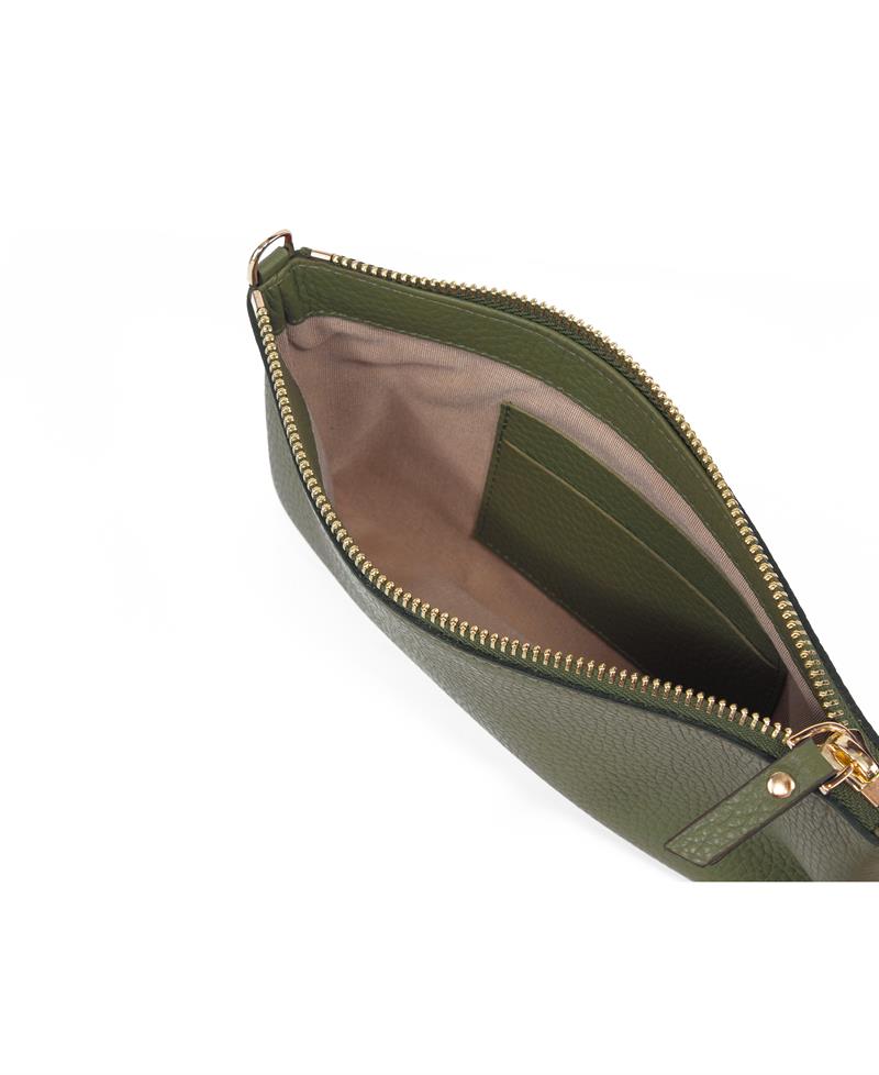 Askılı Deri Dikdörtgen Çanta Haki Yeşil