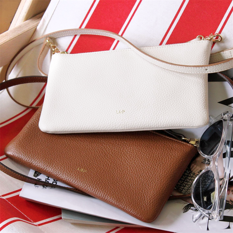 Askılı Deri Dikdörtgen Çanta Krem Beyaz