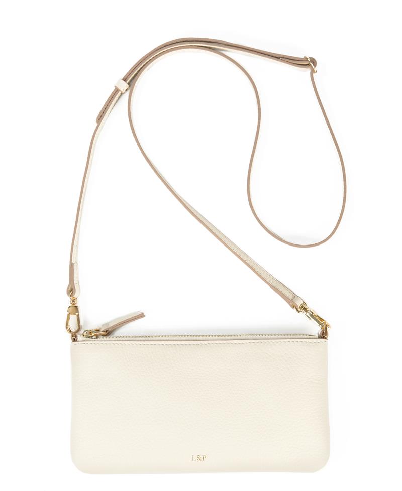 Askılı Deri Dikdörtgen Çanta Krem Beyaz