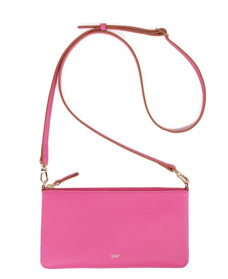 Askılı Deri Dikdörtgen Çanta Pembe