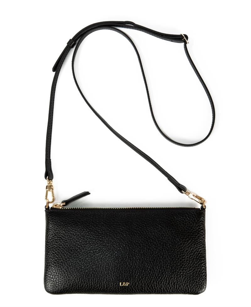 Askılı Deri Dikdörtgen Çanta Siyah