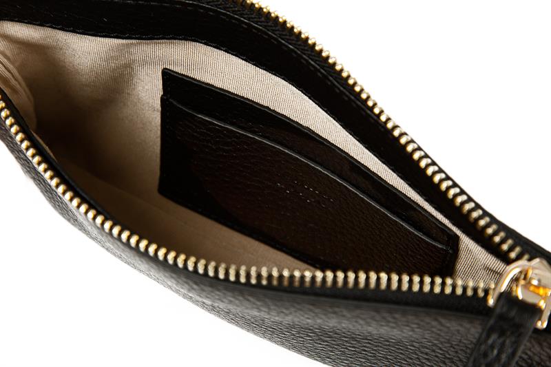 Askılı Deri Dikdörtgen Çanta Siyah