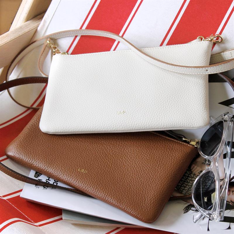 Askılı Deri Dikdörtgen Çanta Taba