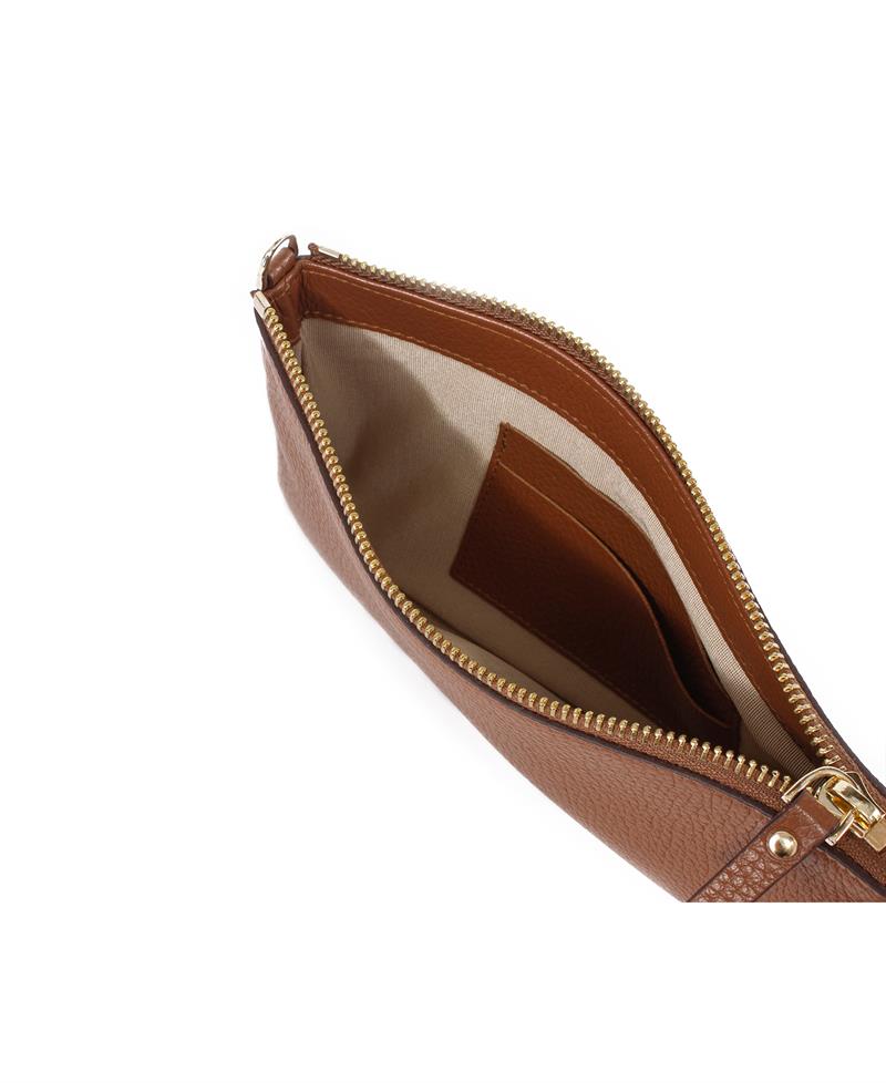 Askılı Deri Dikdörtgen Çanta Taba