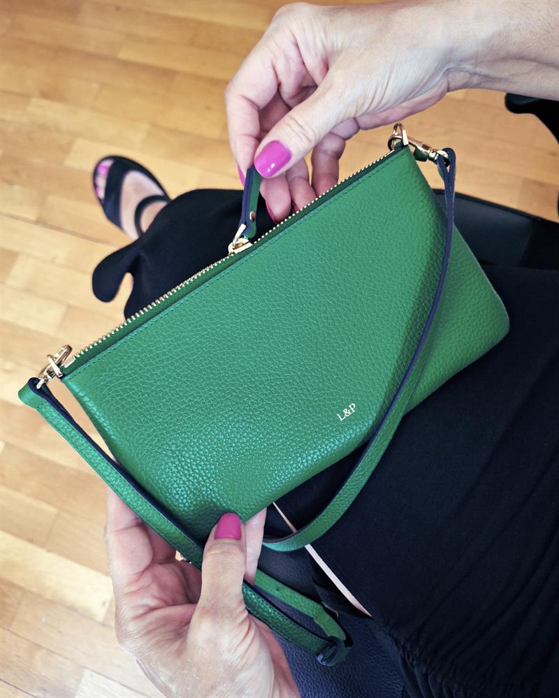 Askılı Deri Dikdörtgen Çanta Yeşil