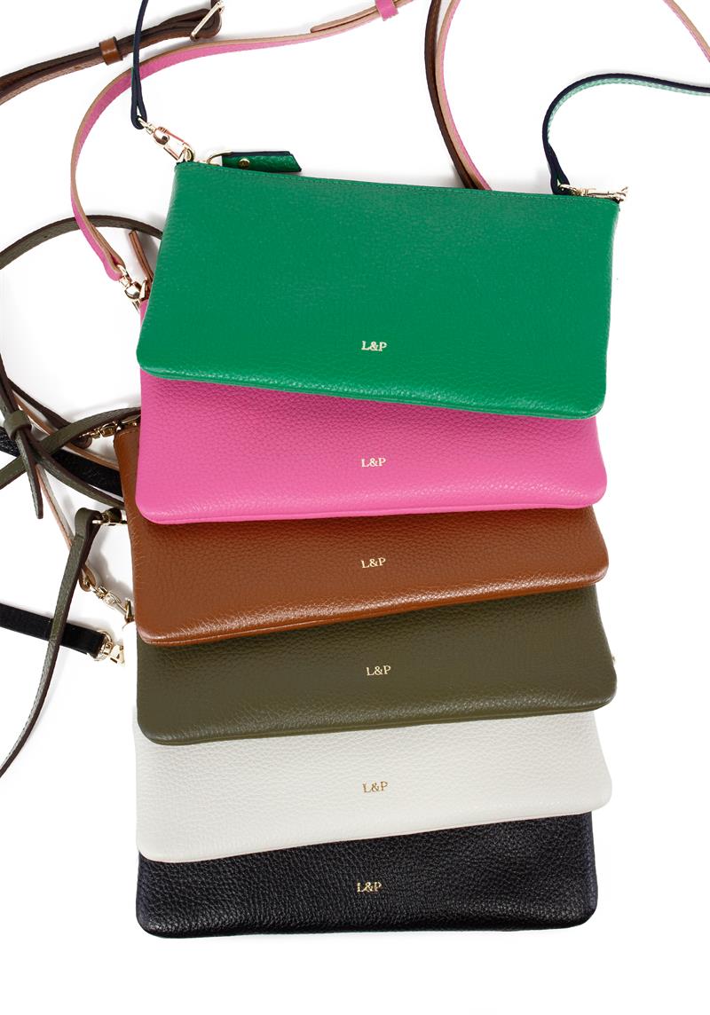 Askılı Deri Dikdörtgen Çanta Yeşil