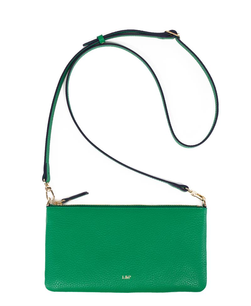Askılı Deri Dikdörtgen Çanta Yeşil