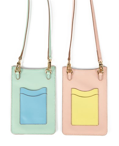 Askılı Deri Telefon Çantası Açık Somon Pembe