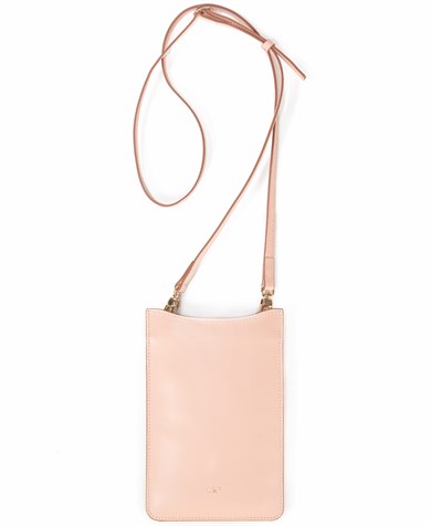 Askılı Deri Telefon Çantası Açık Somon Pembe