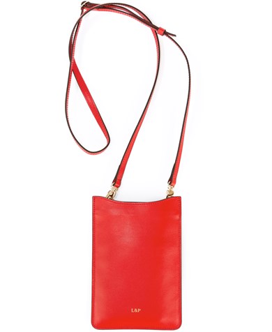 Askılı Deri Telefon Çantası Kırmızı